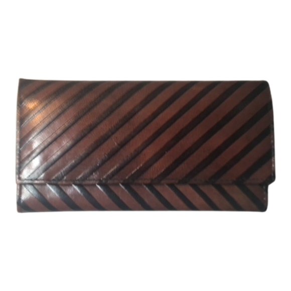 ☆☆☆🕶️👝 SALE☆☆☆Classic Striped Leather Wallet 🤎💳 - Picture 1 of 6